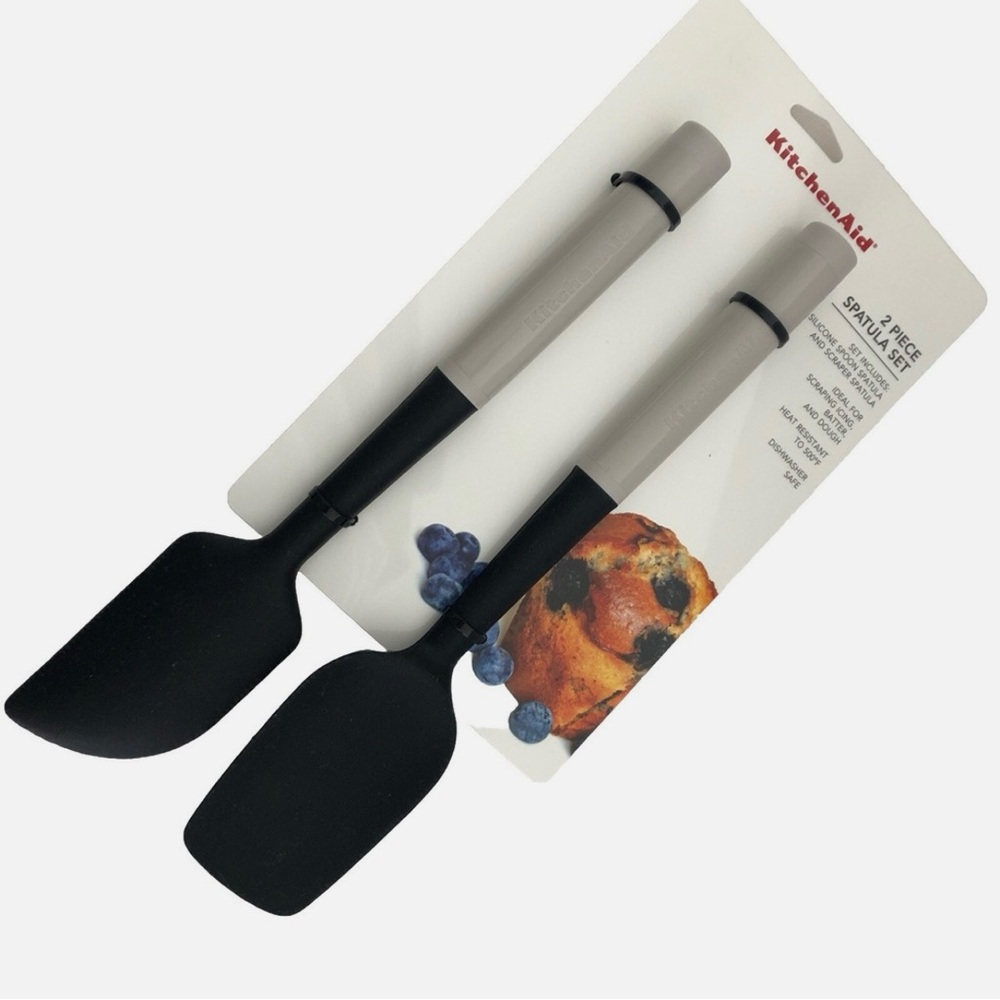 KitchenAid Black and Gray Beige 2 Piece Spatula Duo Set